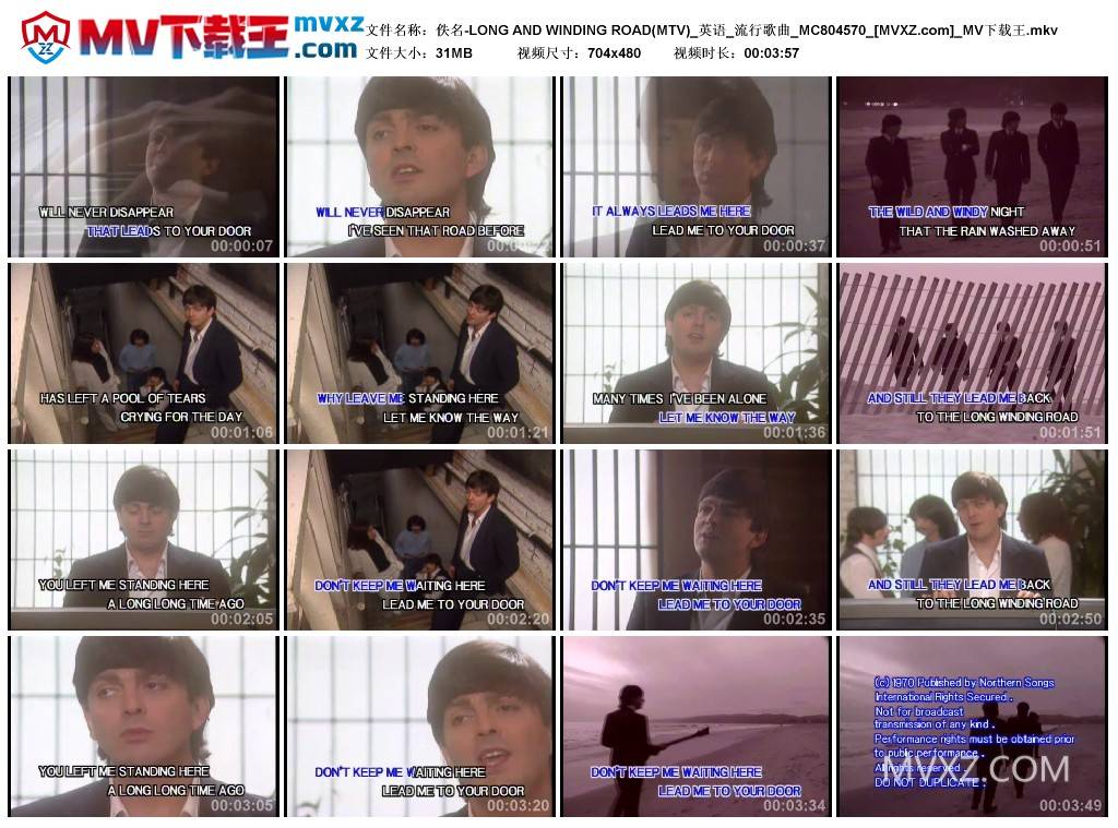 佚名-LONG AND WINDING ROAD(MTV)_英语_流行歌曲_MC804570